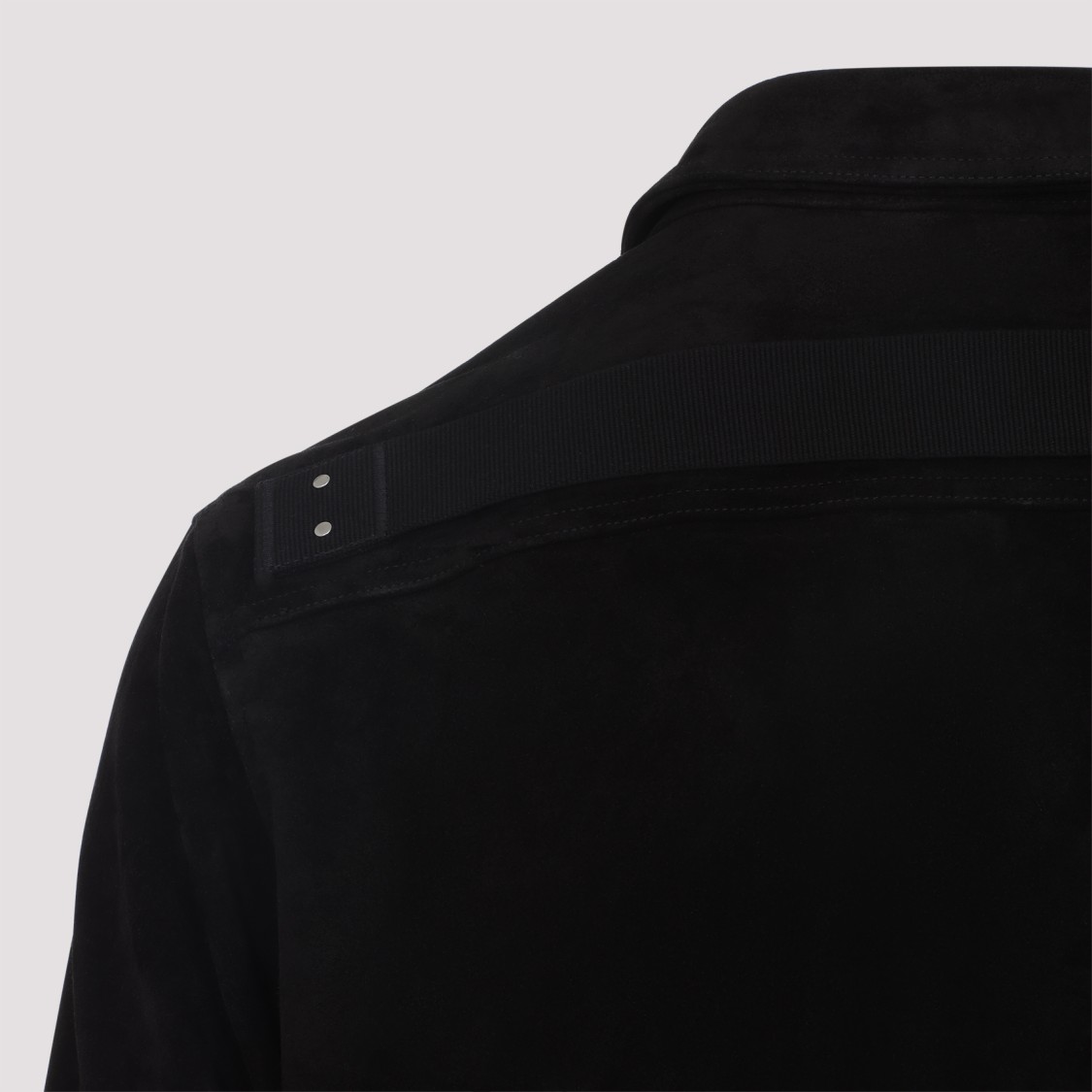 Rick Owens Leather Outershirt With Pockets And Collar In Black