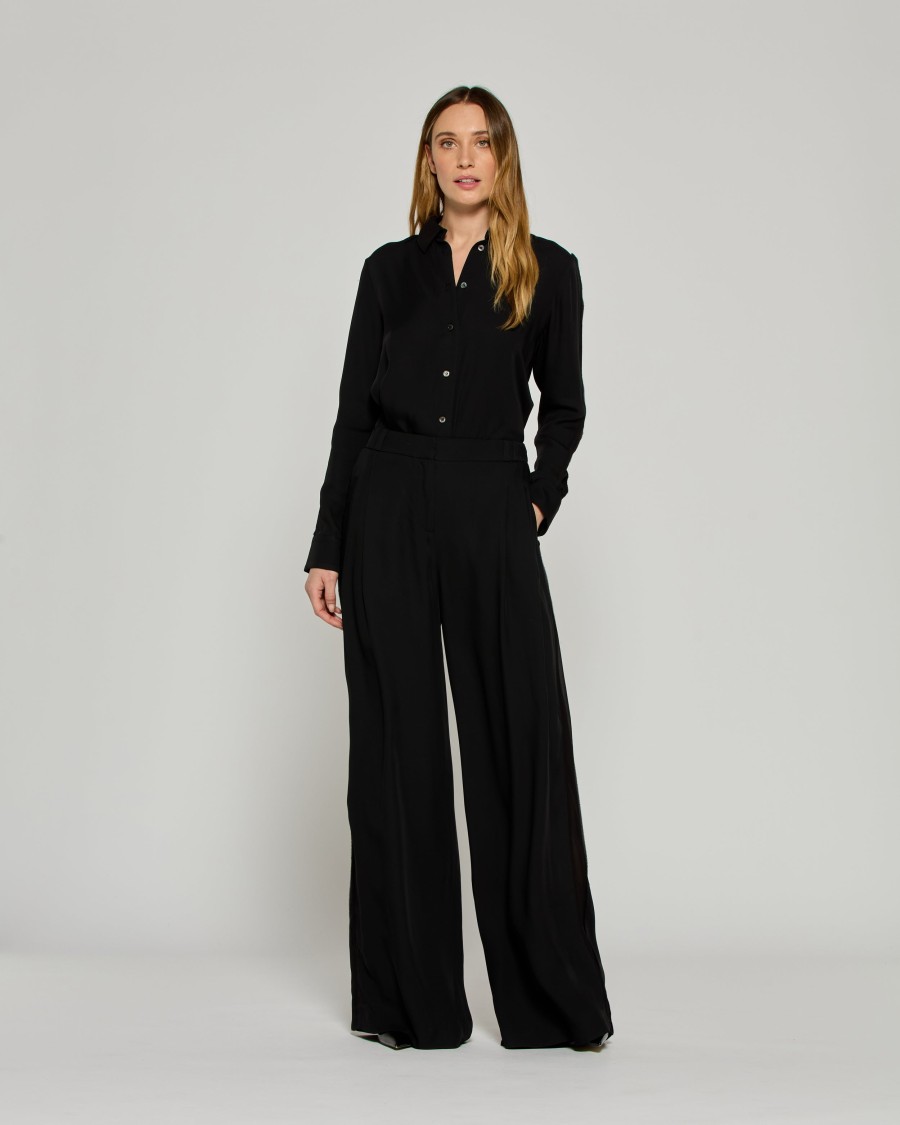 Serena Bute Serena Trouser With Georgette Trim - Black In Black