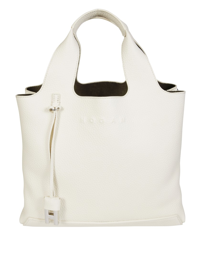 Hogan Structured White Shoulder Bag With Textured Finish In Red