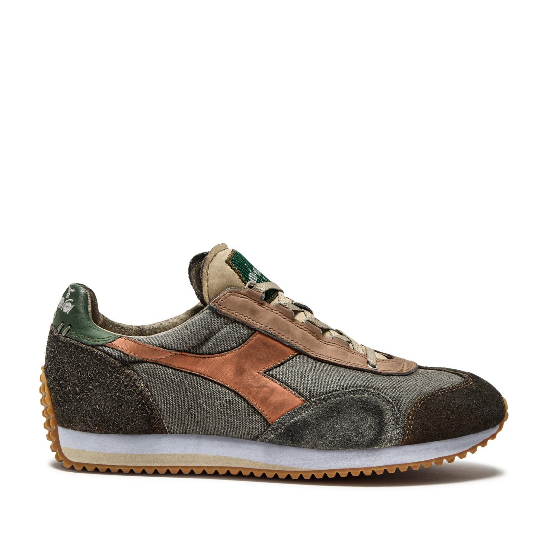 Diadora Stonewash Brown And Gray Heritage Equipe Sneakers In Brown