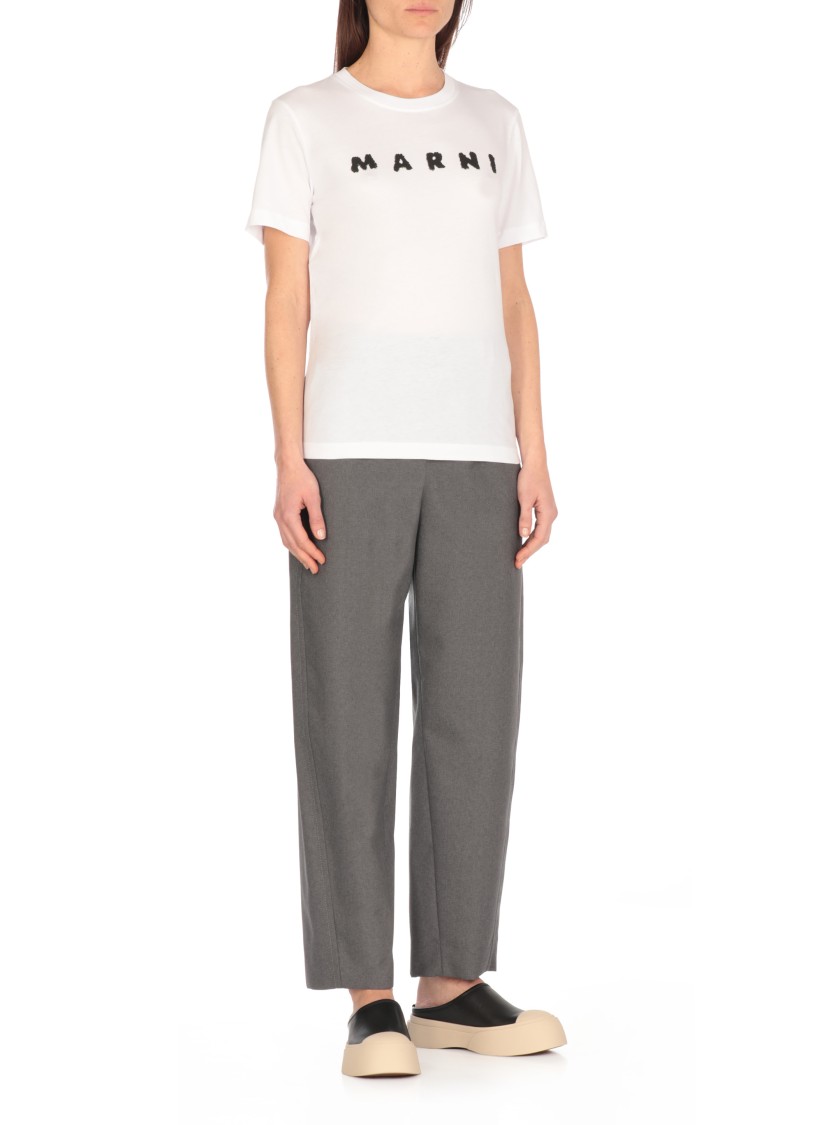 Marni Classic Short-sleeve T-shirt With Scribbled Logo In White
