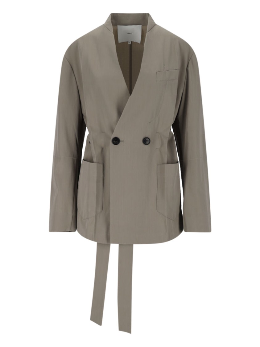 SETCHU SETCHU DOUBLE-BREASTED CONVERTIBLE BLAZER – BEIGE 