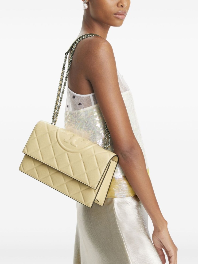 Tory Burch Quilted Capra Leather Shoulder Bag In Neutral