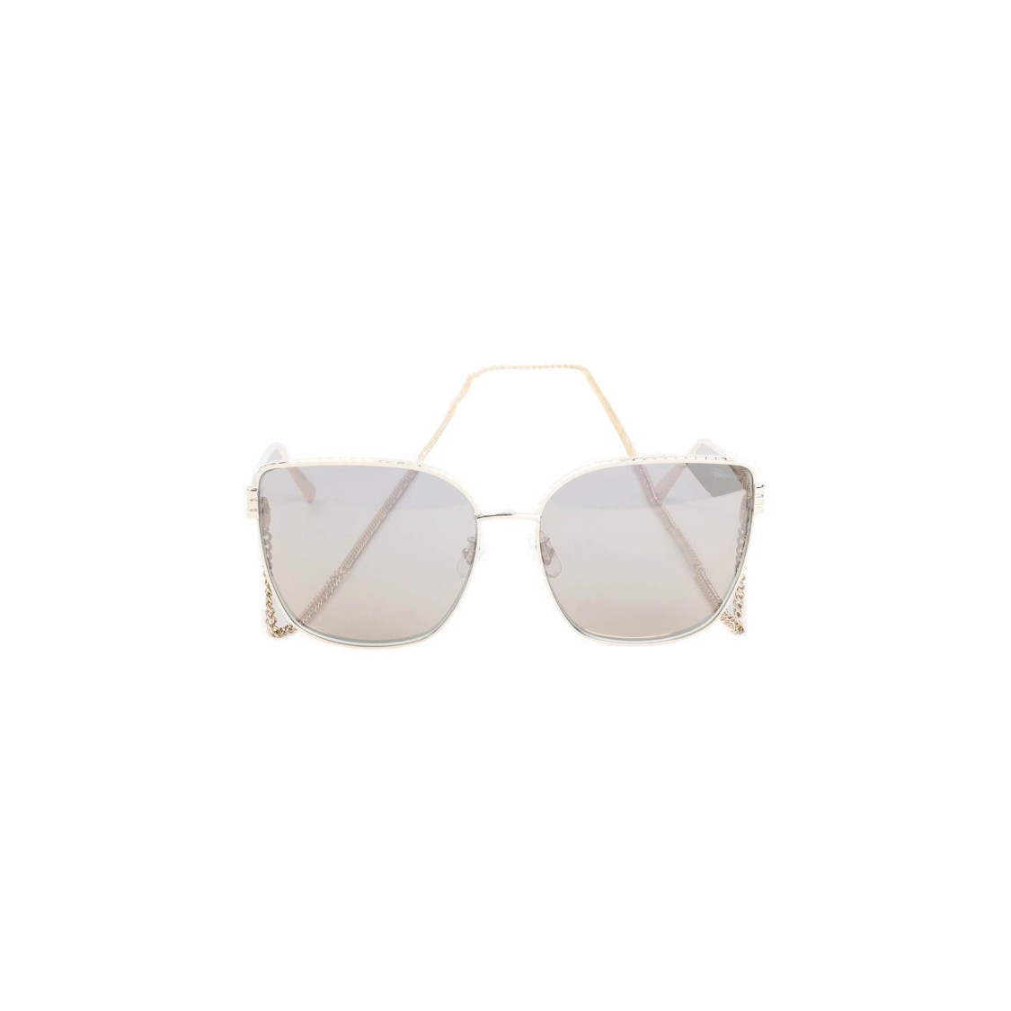 Chopard Chic Metallic Frame Sunglasses With Delicate Chain In Gray