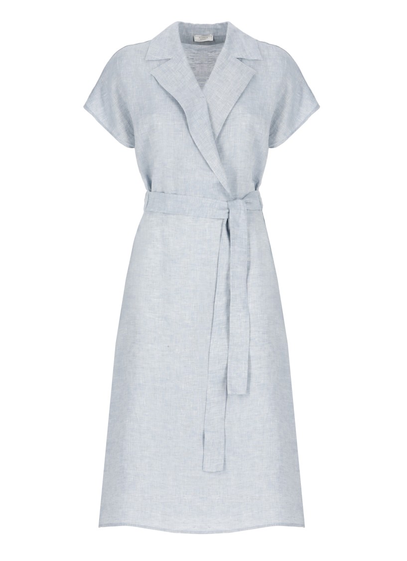 Shop Peserico Light Blue Linen Dress