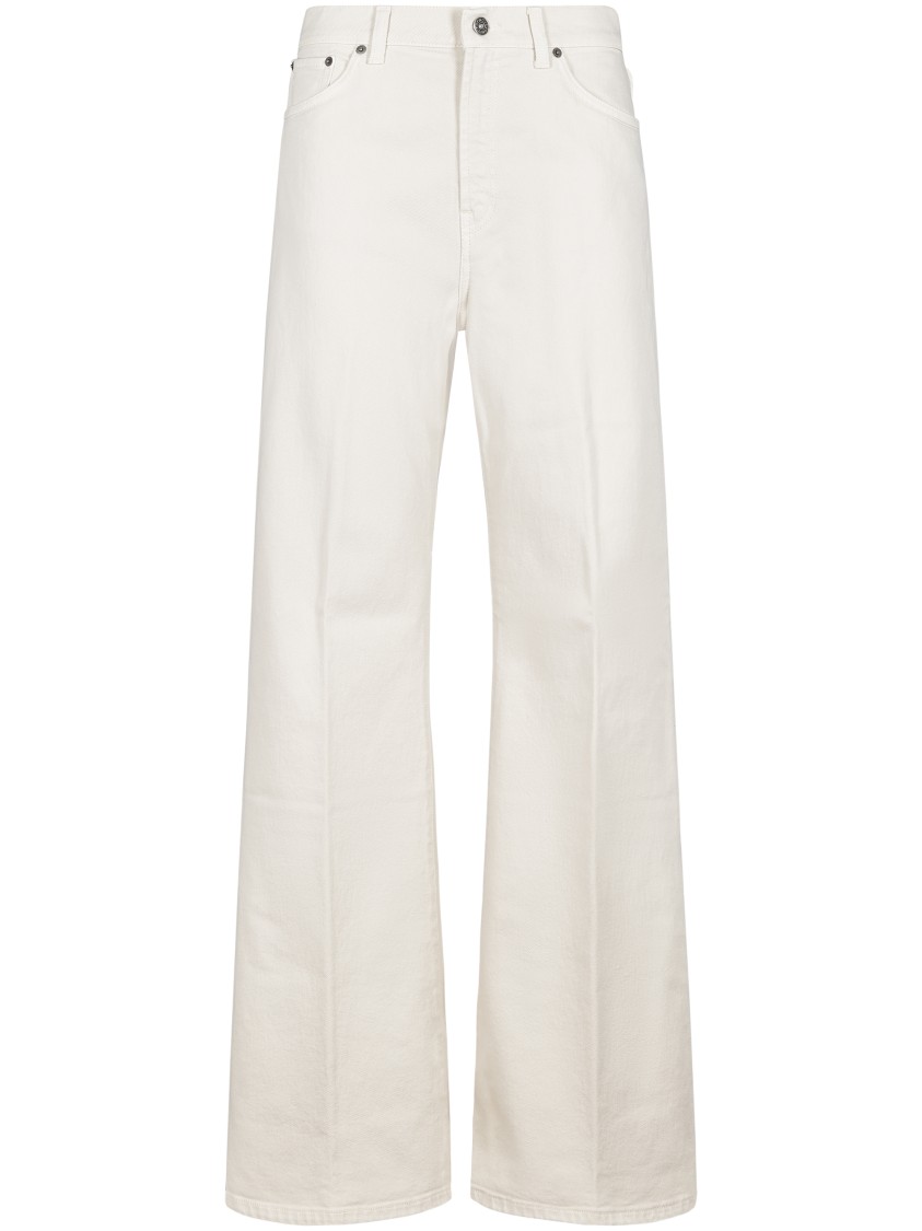 Dondup Wide-leg Trousers With High Waist And Classic Five-pocket Styling In Neutral