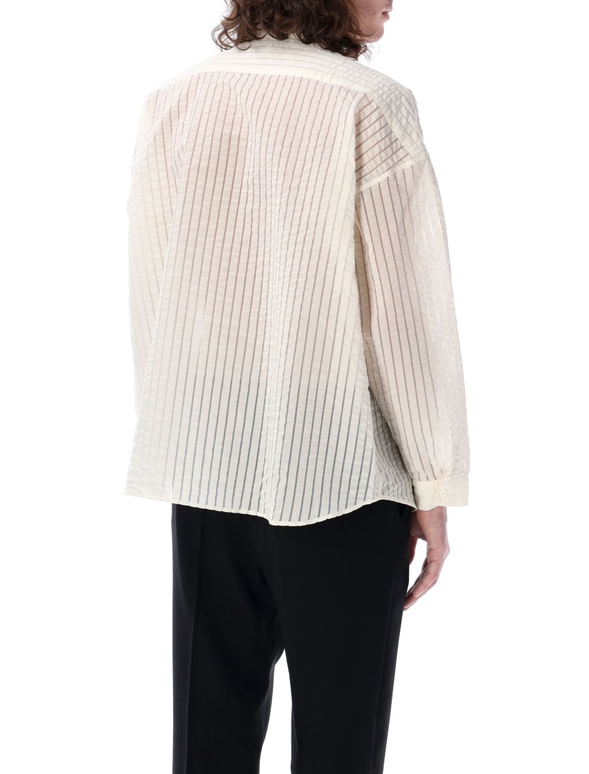 Sunflower Lightweight Semi-sheer Shirt With Striped Pattern In Black