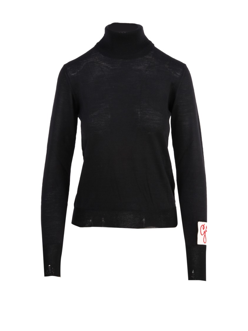 Golden Goose Fitted Black Turtleneck Sweater In Black