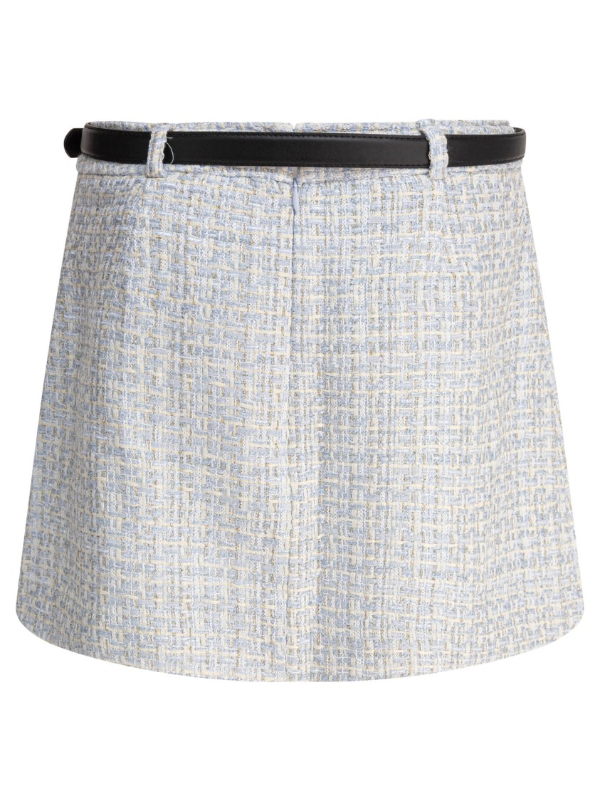 Self-portrait Textured Mini Skirt With Pleat Detail In White