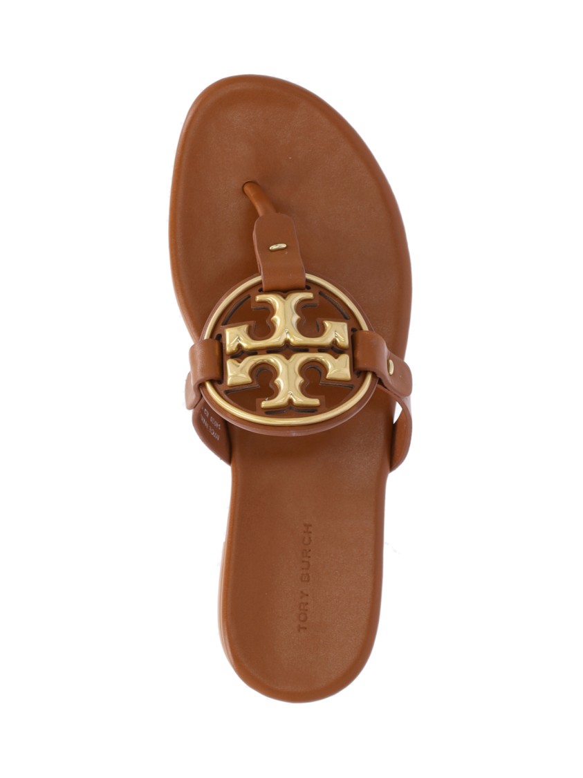 Tory Burch Metal Miller Soft Leather Sandals In Brown
