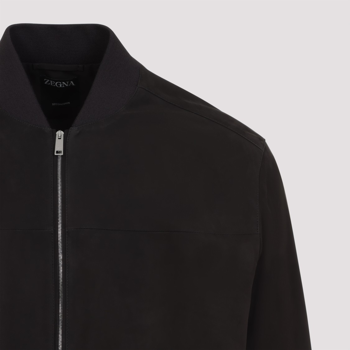 Shop Zegna Brown Calf Leather Bomber Jacket