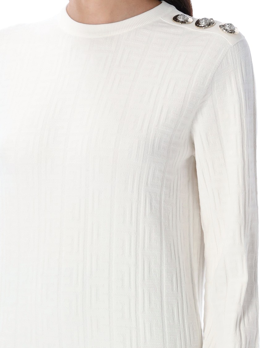 Balmain Maxi Shoulder Top Sweaters And Cardigans White In White
