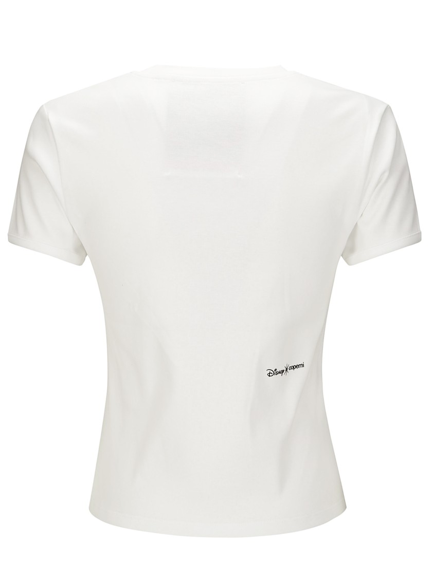Coperni White Crewneck T-shirt With Maxi Print On The Front And Logo Print On The Rear In Cotton Woman