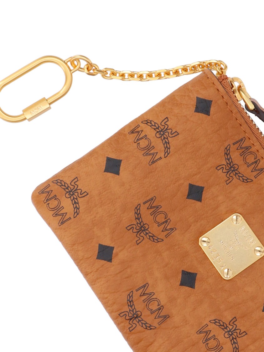 Mcm Textured Brown Leather Zip Wallet In Brown