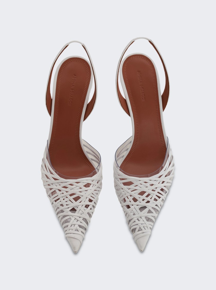 Amina Muaddi 90mm Lori Strappy Pointed-toe Slingback Pumps