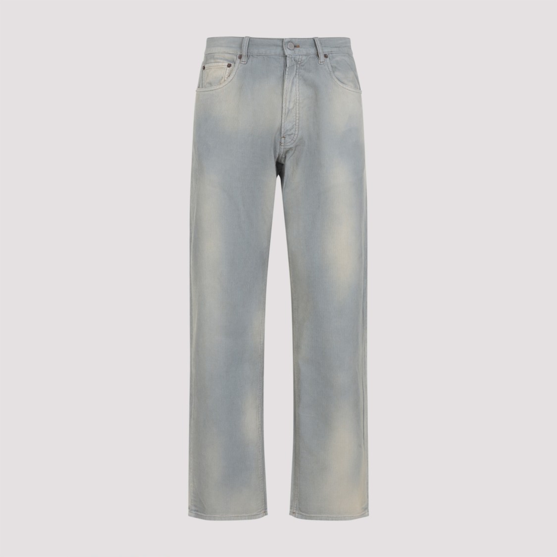 Prada Corduroy Mid-waist Straight Hem Trousers In Gray