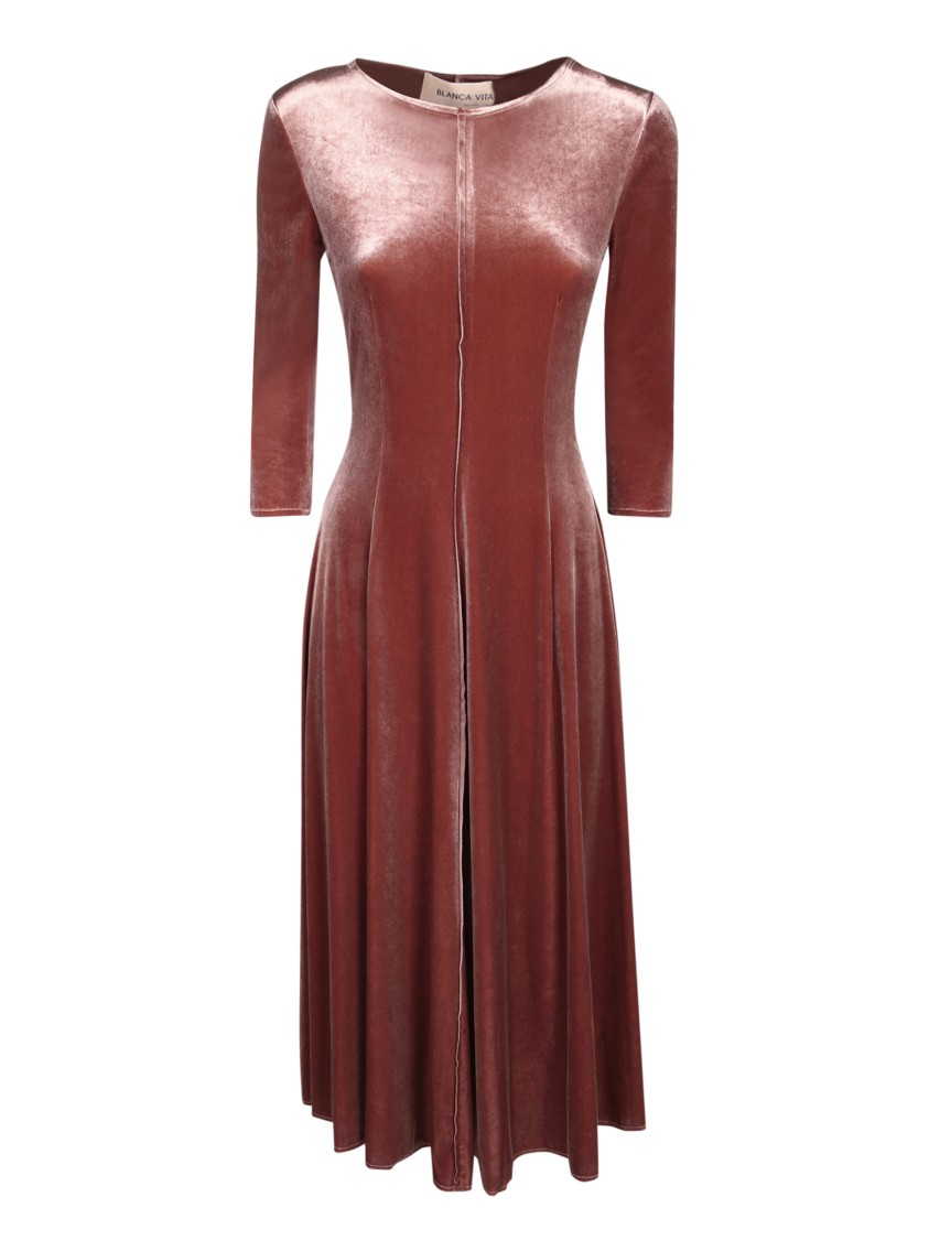 Blanca Vita Velvet Midi Dress In Burgundy
