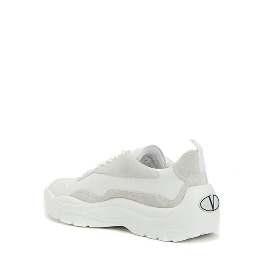 Valentino Two-tone Leather And Suede Gumboy Sneakers In White