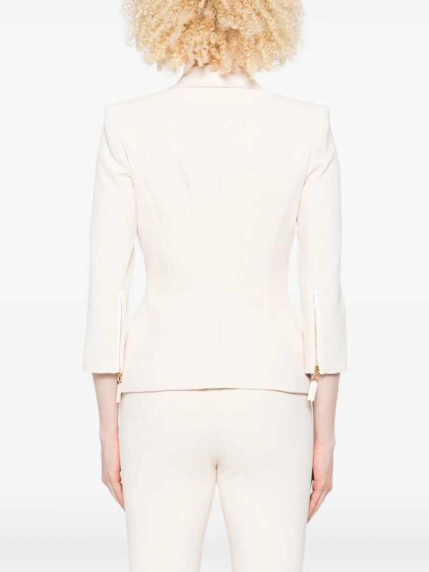 Elisabetta Franchi Tailored Double-breasted Jacket With Gold Buttons In White