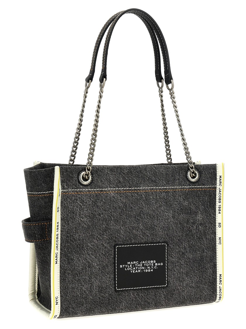 Marc Jacobs 'the Denim Chain Medium Tote' Shoulder Bag In Gray