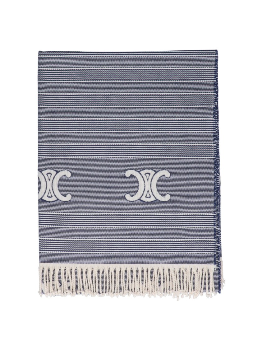 Celine Céline "triomphe" Striped Towel Blue In Blue