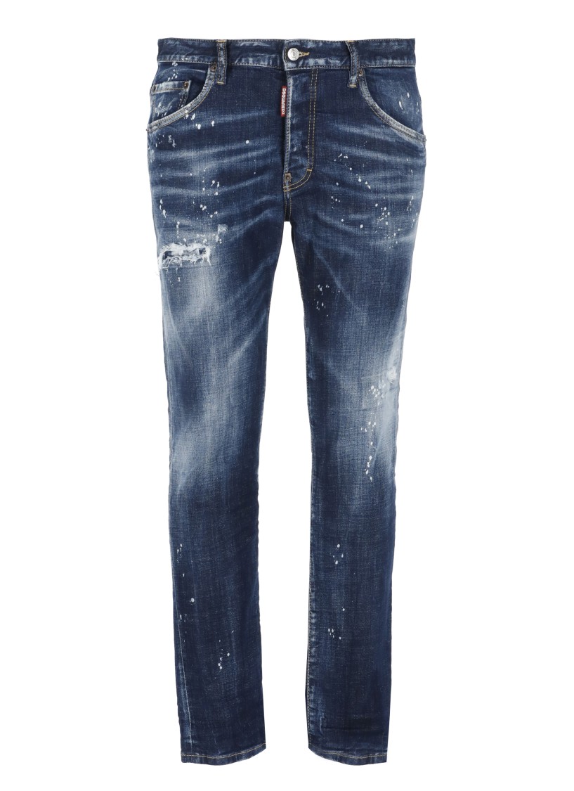 Dsquared2 Slim-fit Distressed Blue Jeans With Five-pocket Design In Blue