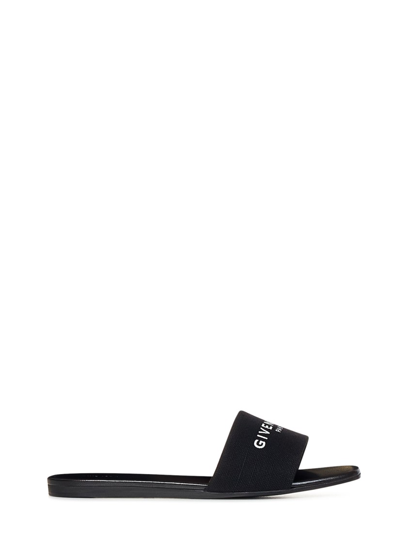Givenchy Black Slides With Signature Detailing In Black