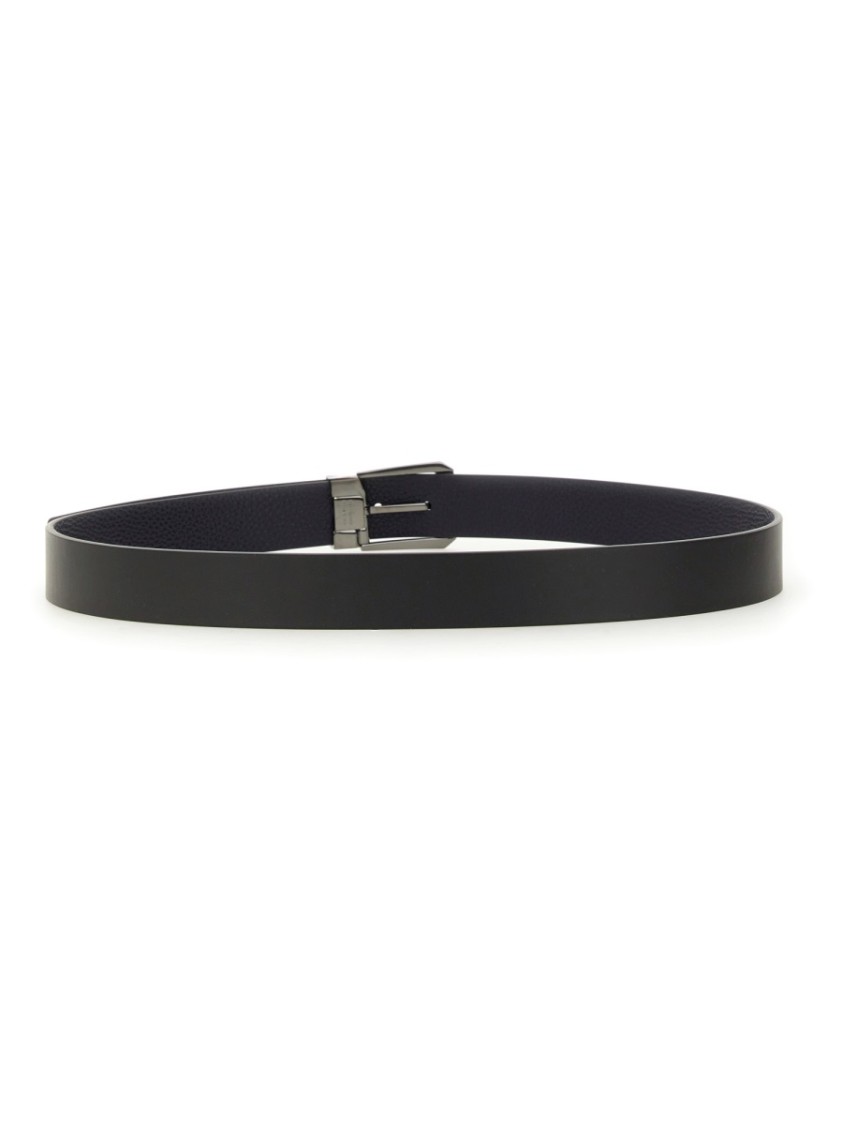 Ferragamo Classic Leather Belt For Men In Black