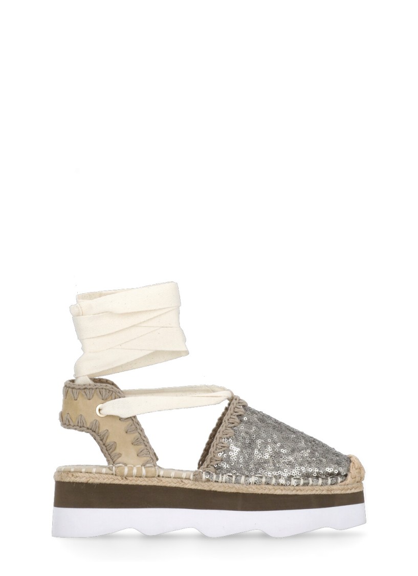 MOU MOU BEIGE SANDALS WITH SEQUINS