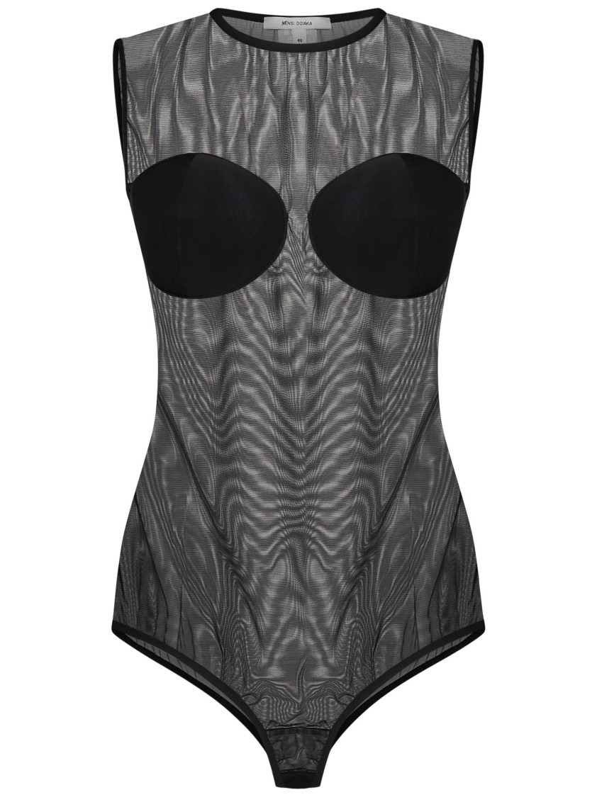 Nensi Dojaka Molded Cups Fitted Mesh Top In Black