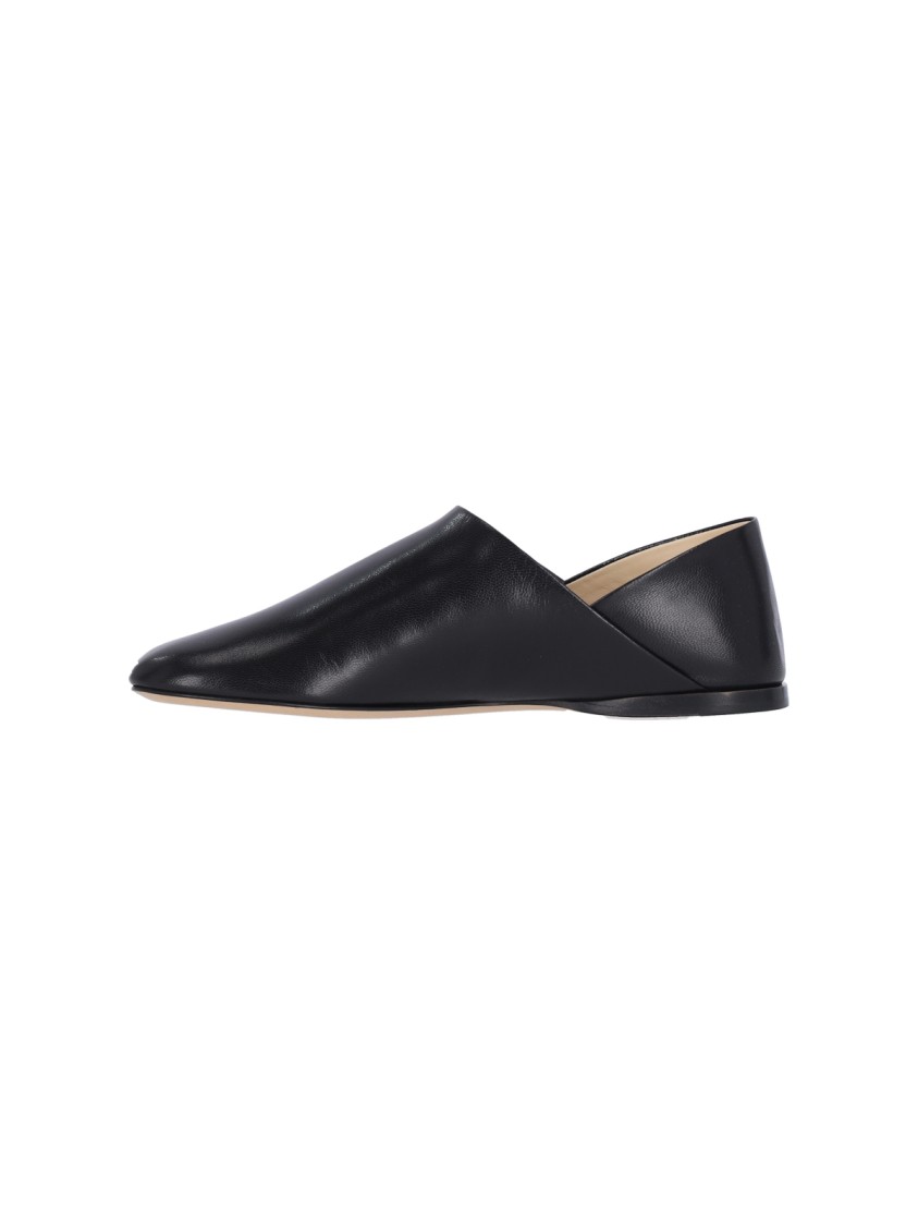 Loewe Pointed Toe Black Sandals In Goat Leather In Black
