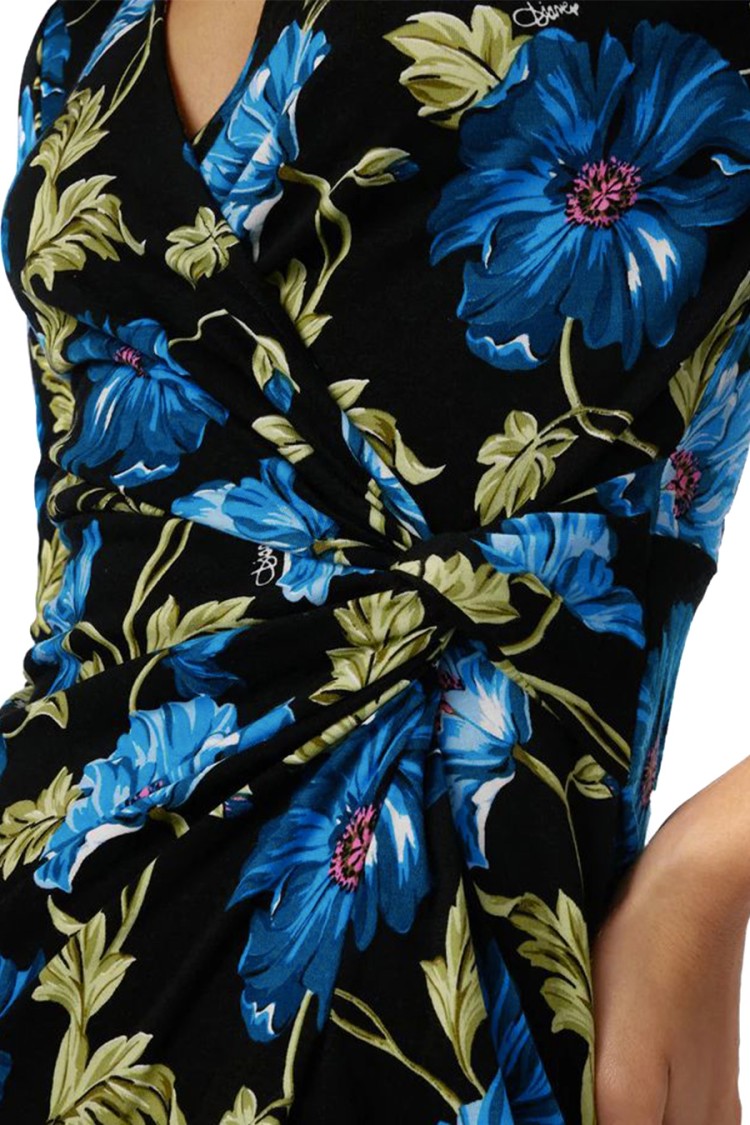 Diane Von Furstenberg Multicolor Floral Wrap Midi Dress With Elegant V-neckline In Black