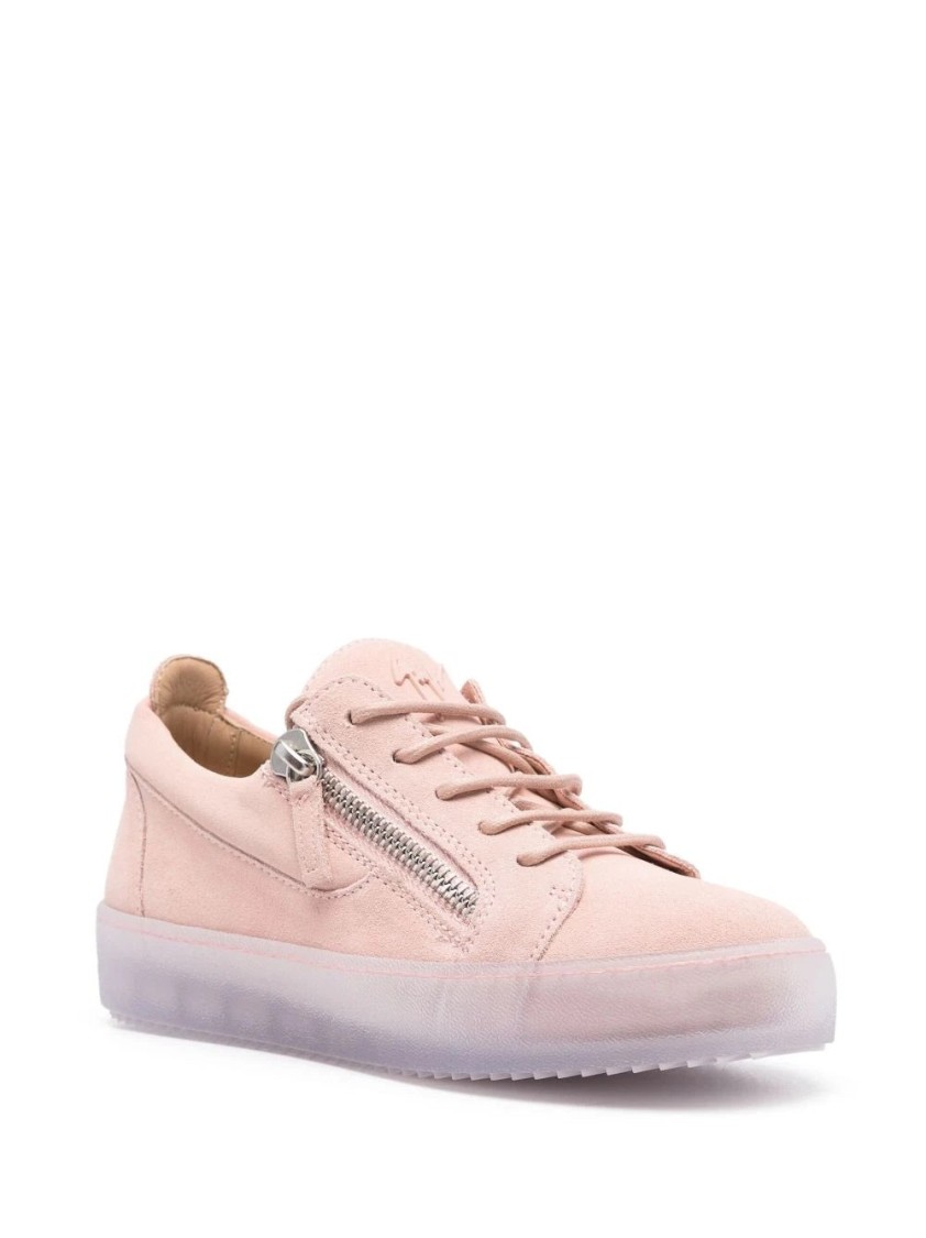 Giuseppe Zanotti Zip-detail Leather Low-top Sneakers In Neutral