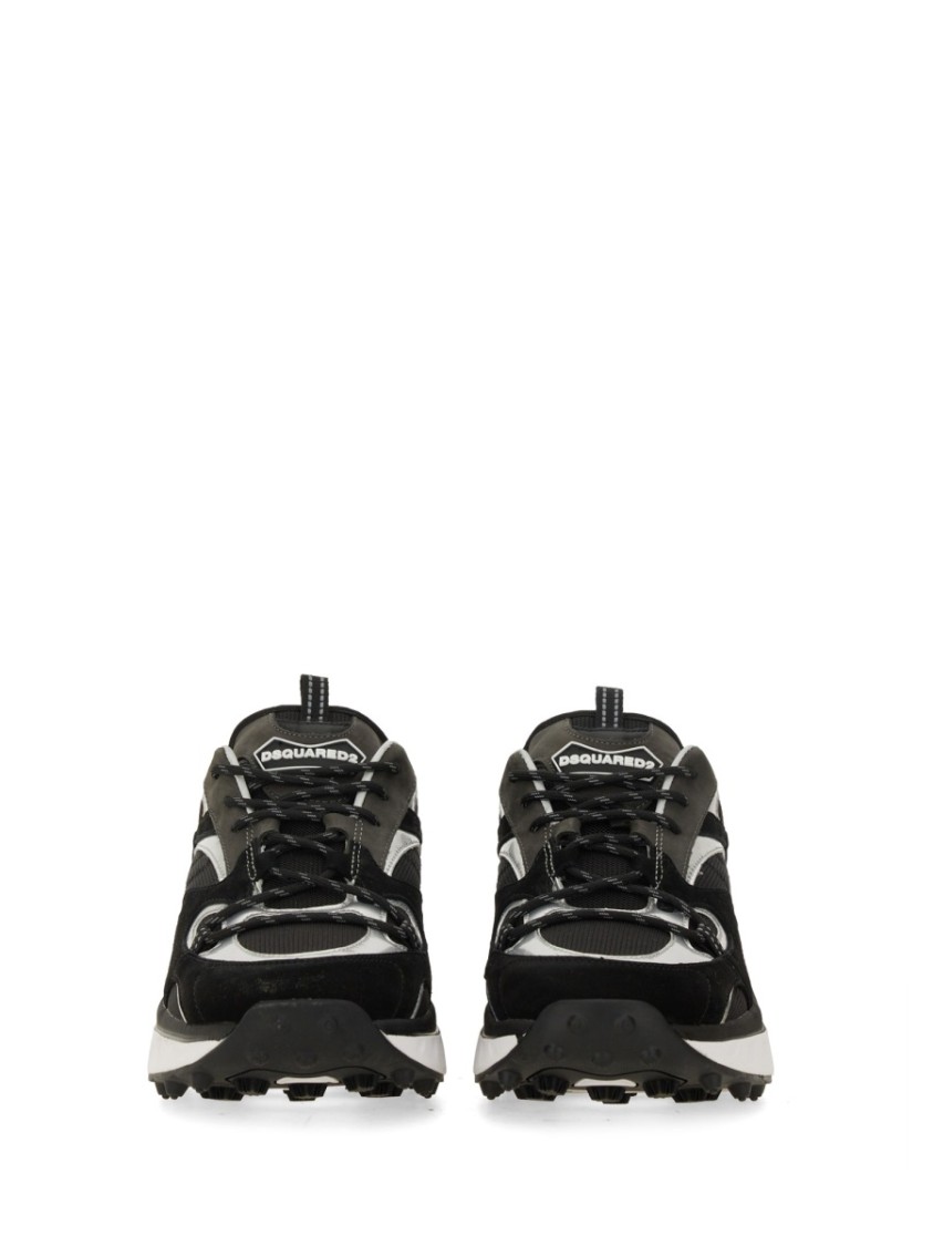 Dsquared2 Bubble Black Suede And Mesh Running Sneakers In Black