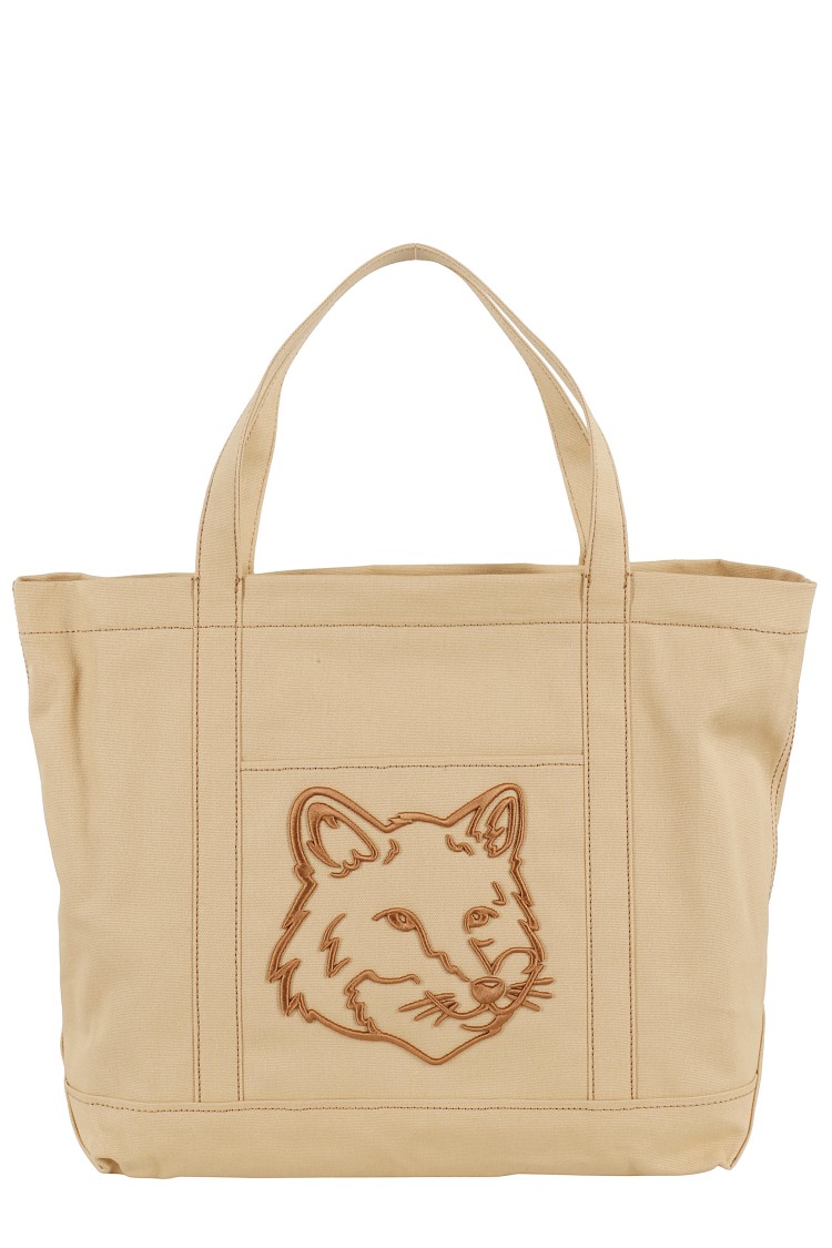 Maison Kitsuné Fox Head Embroidered Large Tote Bag