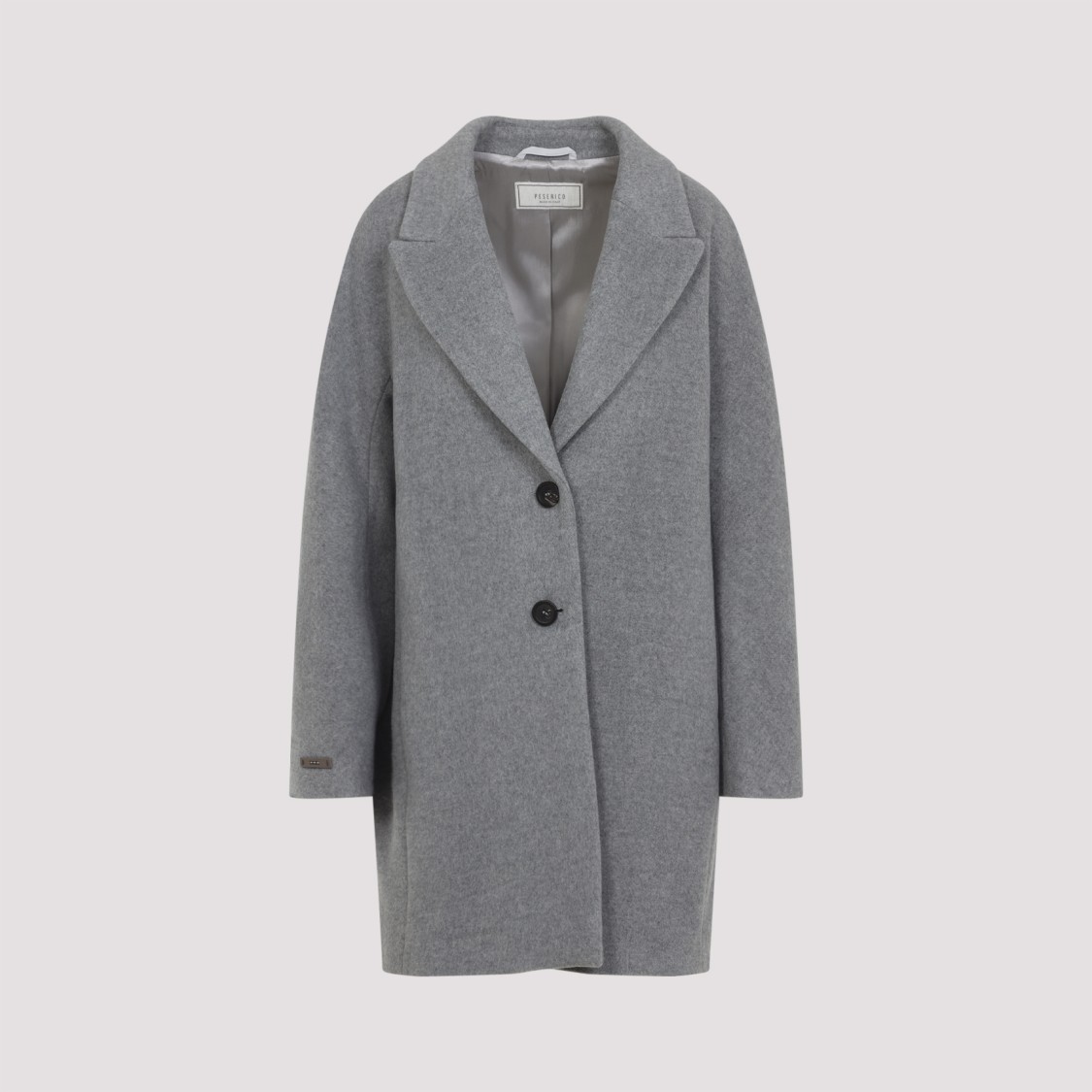Peserico Mid-length Grey Coat With Notched Lapel In Multi