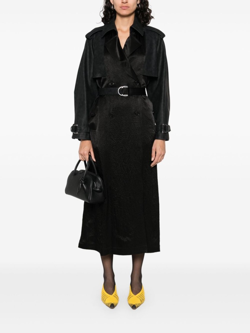 トレンチコート Pinko Classic Black Trench Coat With Belted Waist Pinko Classic Black Trench Coat With Belted Waist | THE LIST