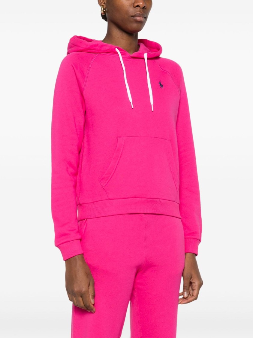 Shop Polo Ralph Lauren Pink Hooded Sweatshirt With Kangaroo Pocket