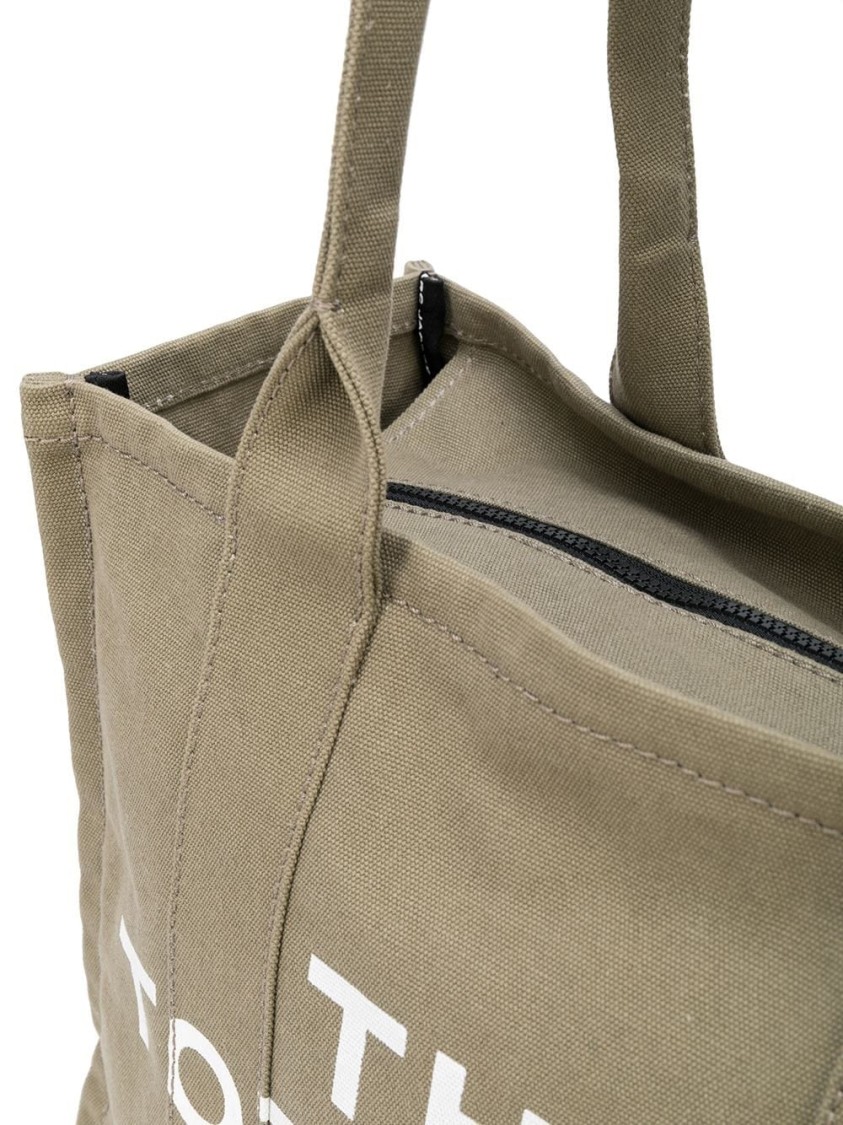 Marc Jacobs Structured Cotton Tote Bag With Bold Lettering In Green