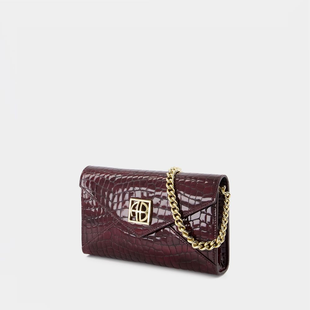 Shop Anine Bing Elly Small Clutch - Leather - Burgundy In Black