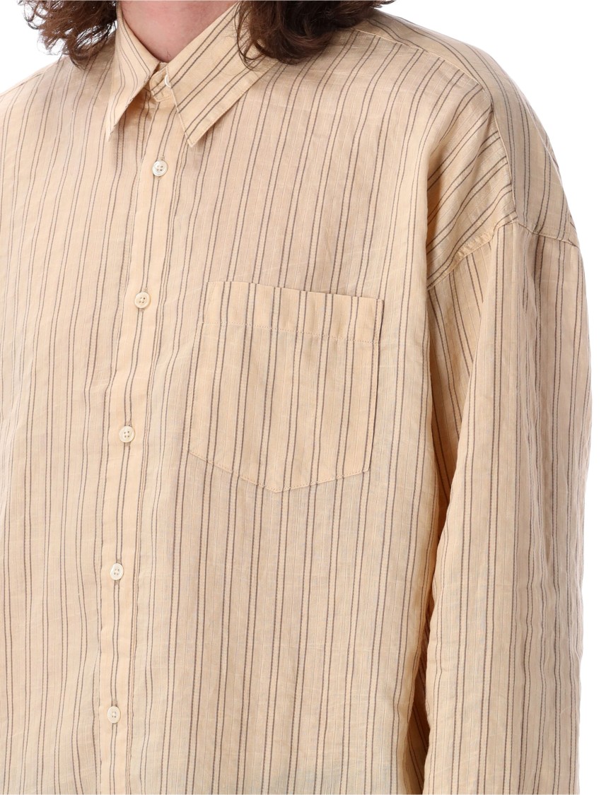 Sunflower Relaxed Fit Striped Shirt With Classic Collar In Neutrals