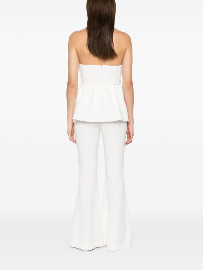 Self-portrait Strapless Belted Embellished Stretch-crepe Jumpsuit In White