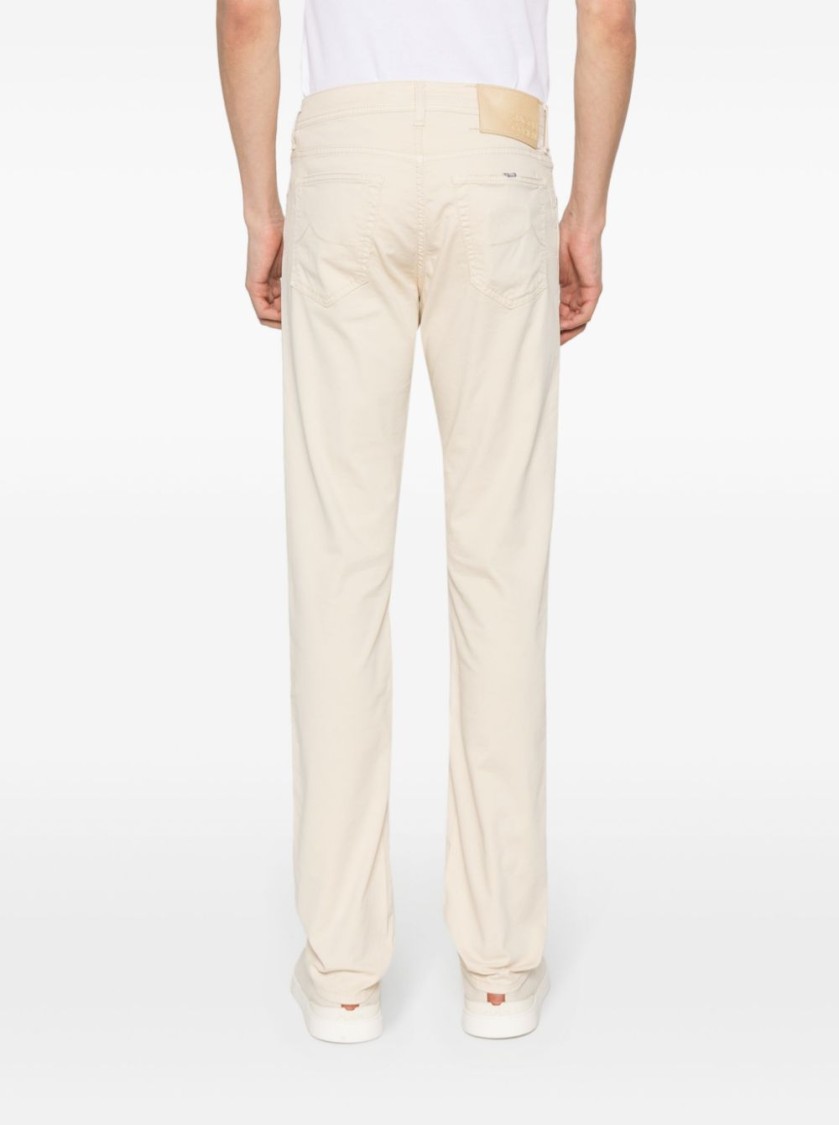 JACOB COHEN JACOB COHEN LIGHT BEIGE COTTON BLEND MID-RISE BARD JEANS
