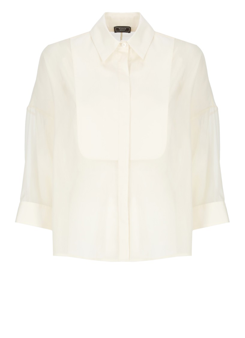 Peserico Aurea Ivory Silk Shirt In Neutrals
