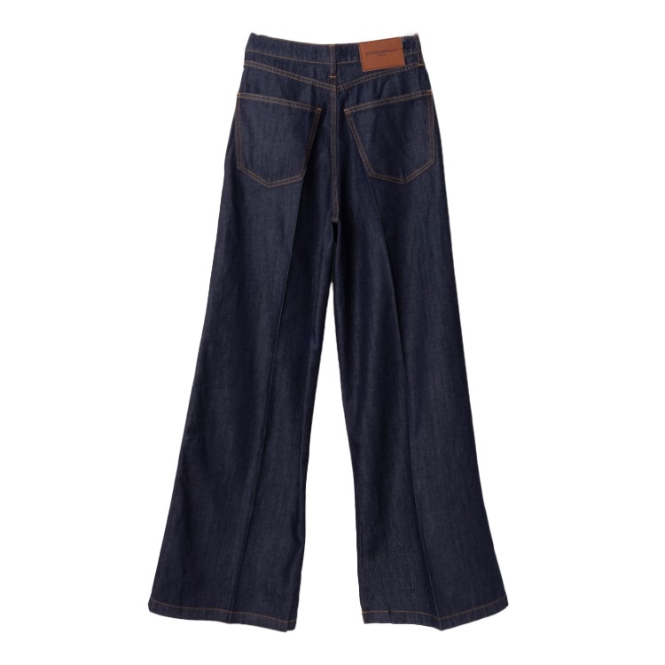 Officine Generale Dark Indigo Mid Waisted Wide Leg Jeans In Black