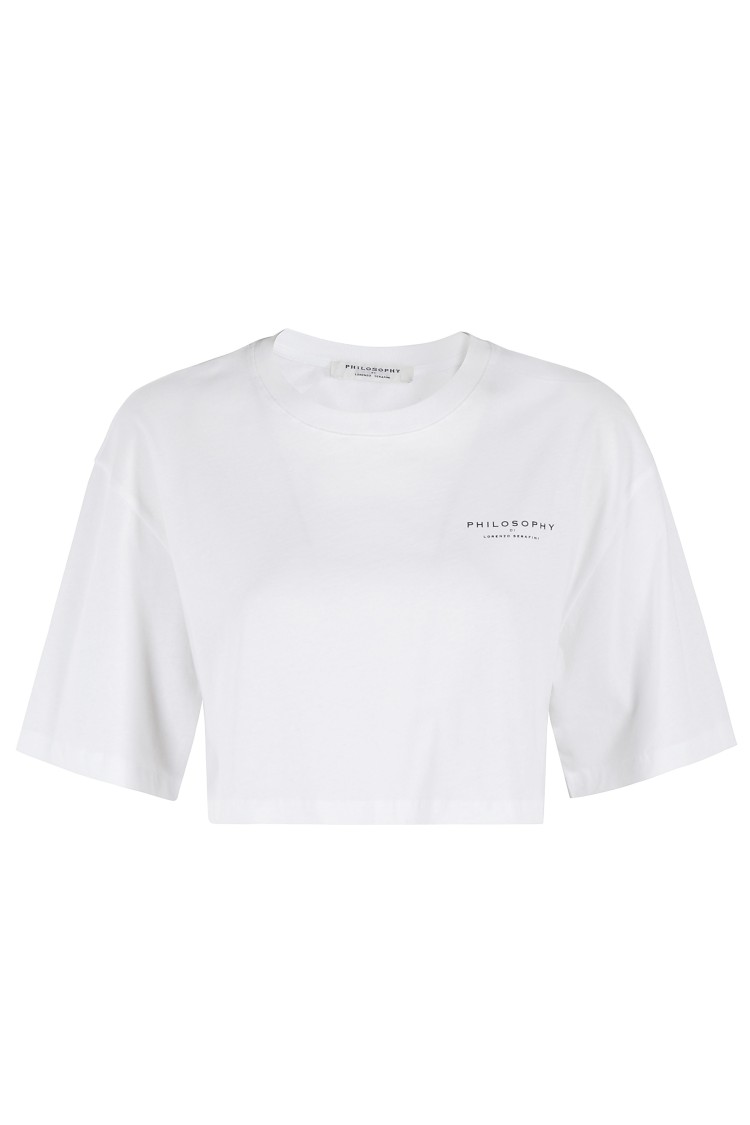 Shop Philosophy Di Lorenzo Serafini Cropped White T-shirt