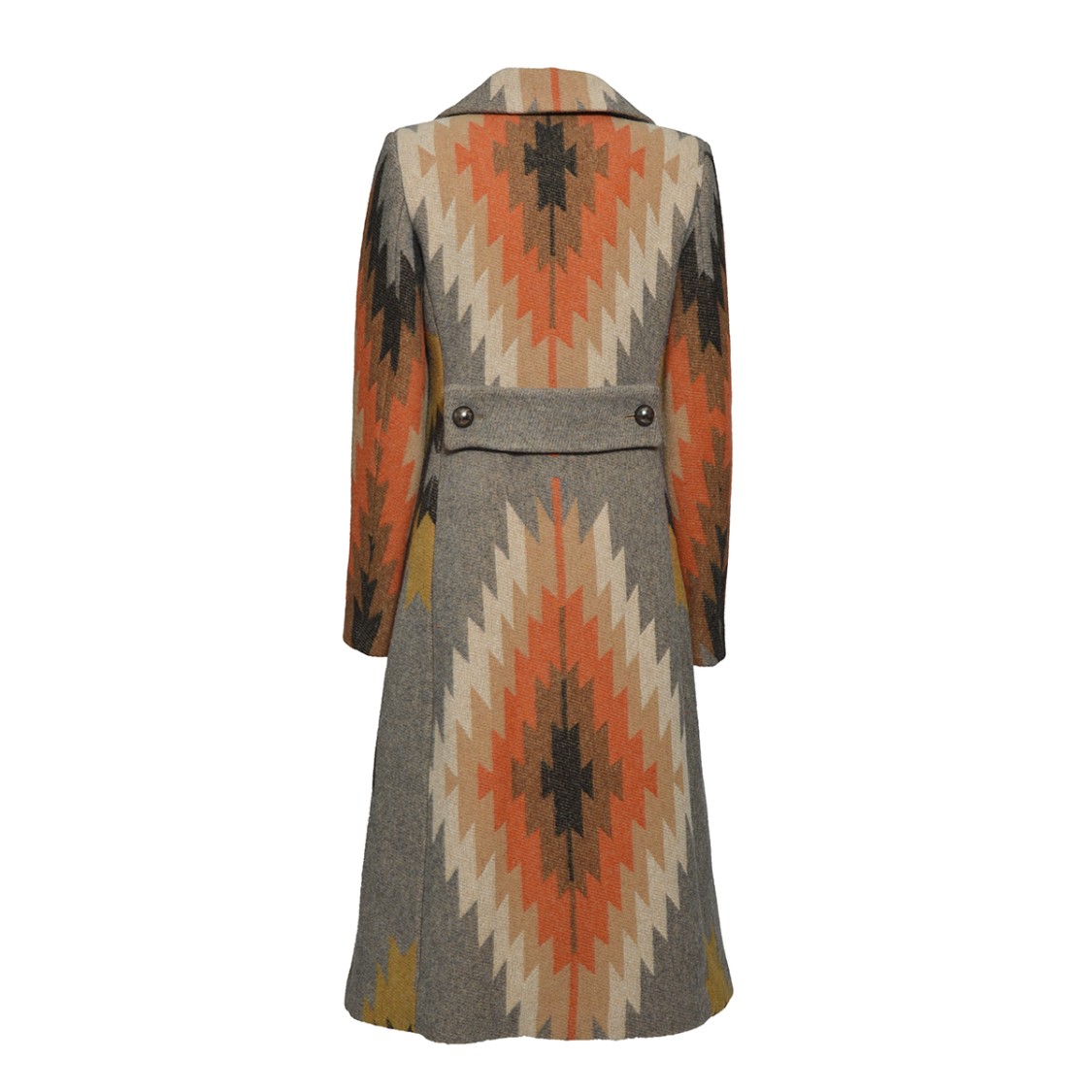 BAZAR DELUXE BAZAR DELUXE DOUBLE BREASTED COAT MULTICOLORED WOOL ETHNIC PATTERN