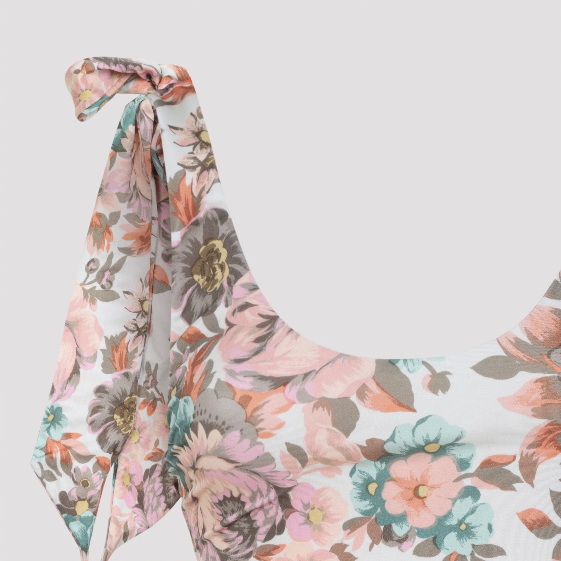 Chloé One-shoulder Floral Print Swimsuit With Bow Detail In Pink