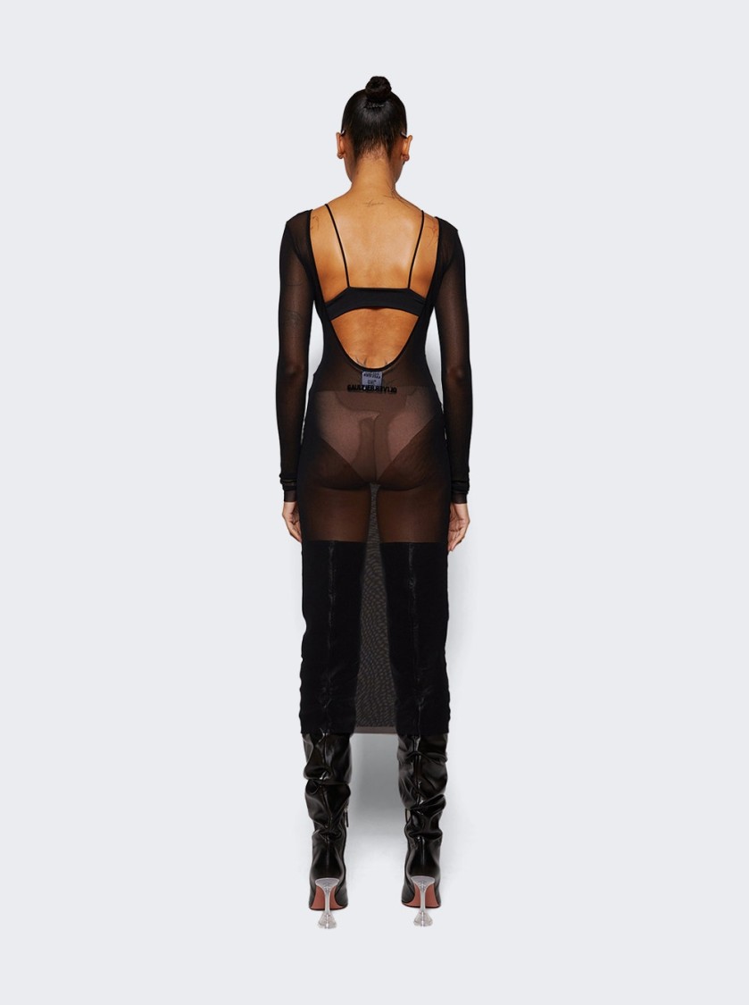 Jean Paul Gaultier X Shayne Oliver Mesh Low Cut And Backless Dress In Black