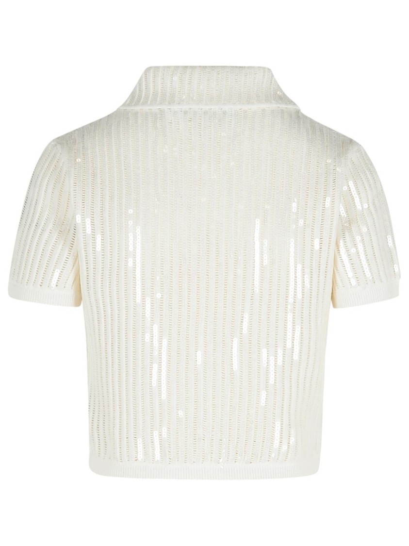 Shop Self-portrait Crochet' White Cotton Blend Top
